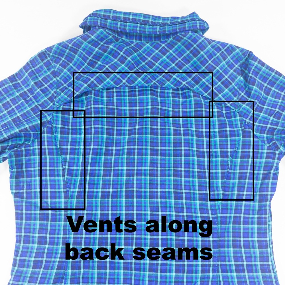 Columbia Omni Shade Plaid Vent Womens Long Sleeve Blue Green M Gorpcore Outdoor - Picture 9 of 16